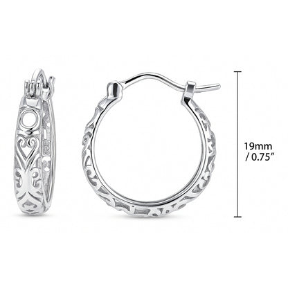 Filigree Hoop Earrings in Gold Flashed Sterling Silver, 2 Pairs