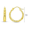 Filigree Small Hoop Earrings in Sterling Silver 0.8 inch, Yellow Gold Flashed