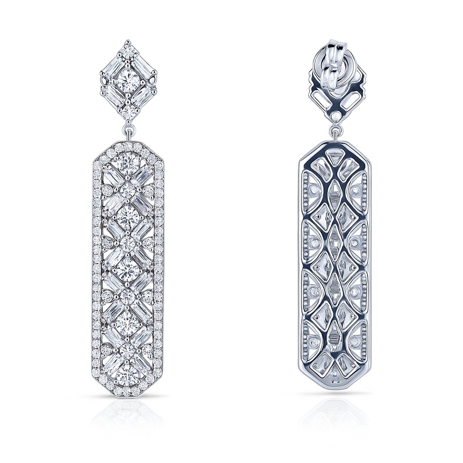 Bar Art Deco CZ Earrings in Sterling Silver, 4 of 7