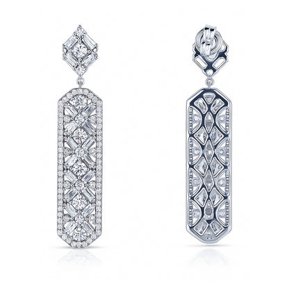 Bar Art Deco CZ Earrings in Sterling Silver