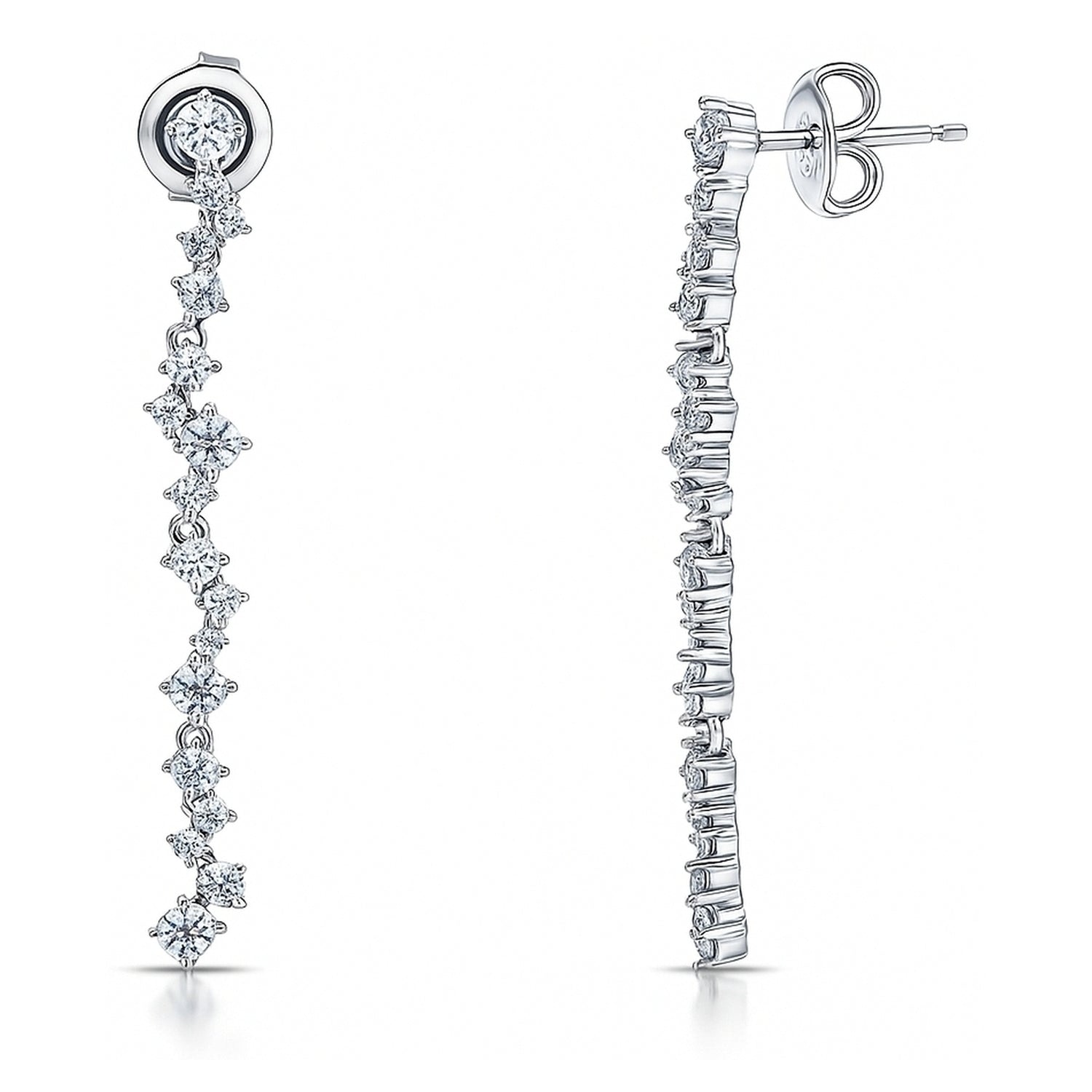 Cluster Bar CZ Earrings in Sterling Silver, 1 of 5