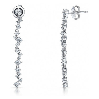 Cluster Bar CZ Earrings in Sterling Silver