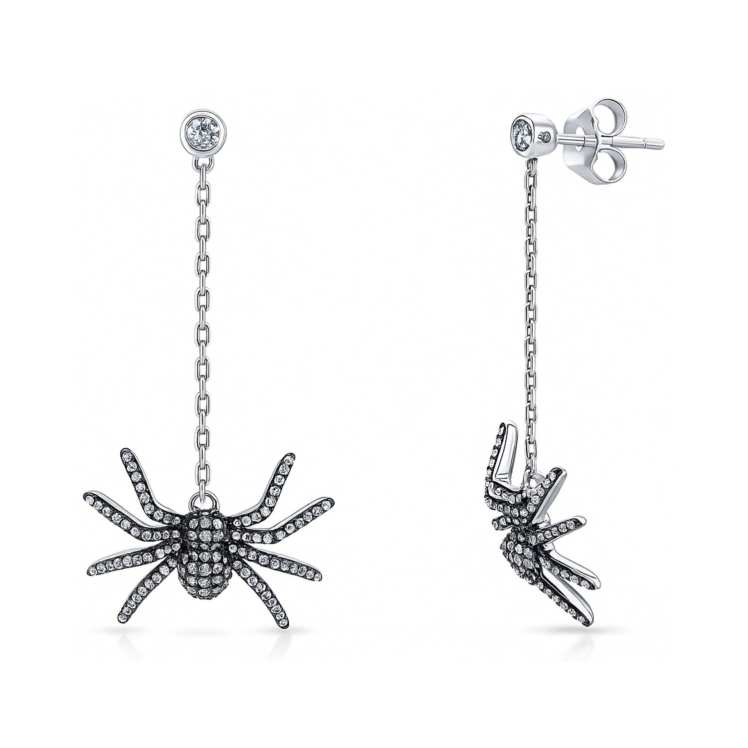 Spider CZ Dangle Earrings in Sterling Silver, 1 of 6