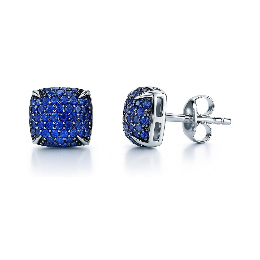 Square CZ Stud Earrings in Sterling Silver