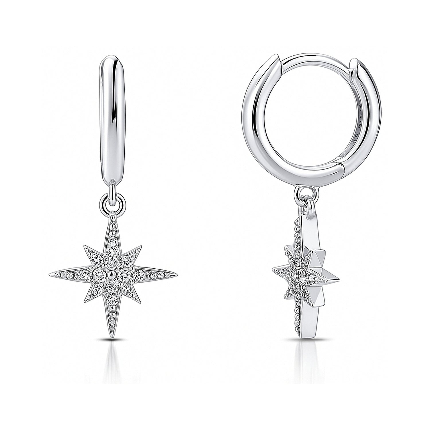 Starburst CZ Earrings in Sterling Silver, 1 of 7
