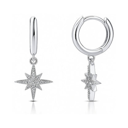 Starburst CZ Earrings in Sterling Silver