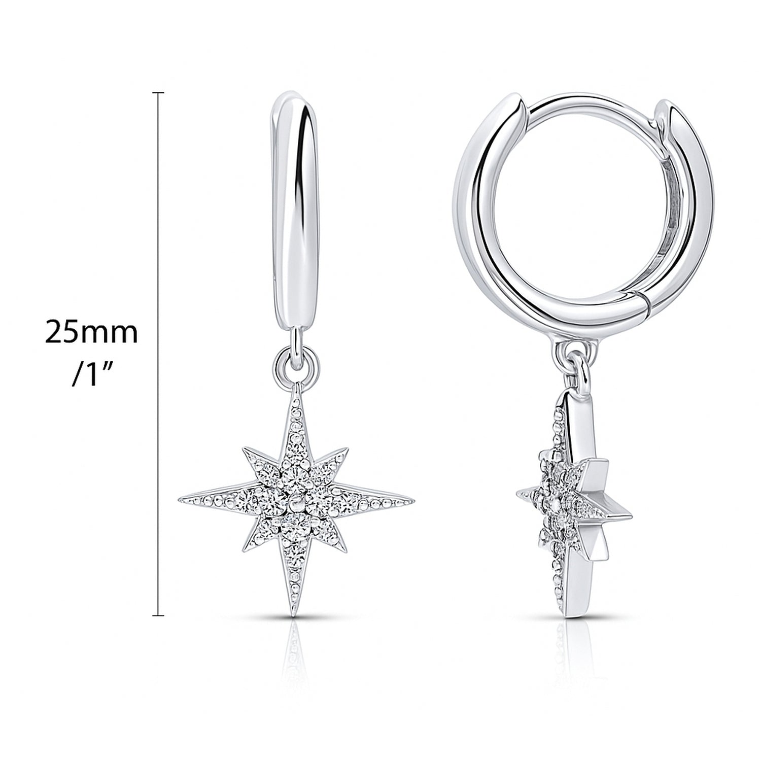 Starburst CZ Earrings in Sterling Silver