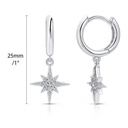 Starburst CZ Earrings in Sterling Silver