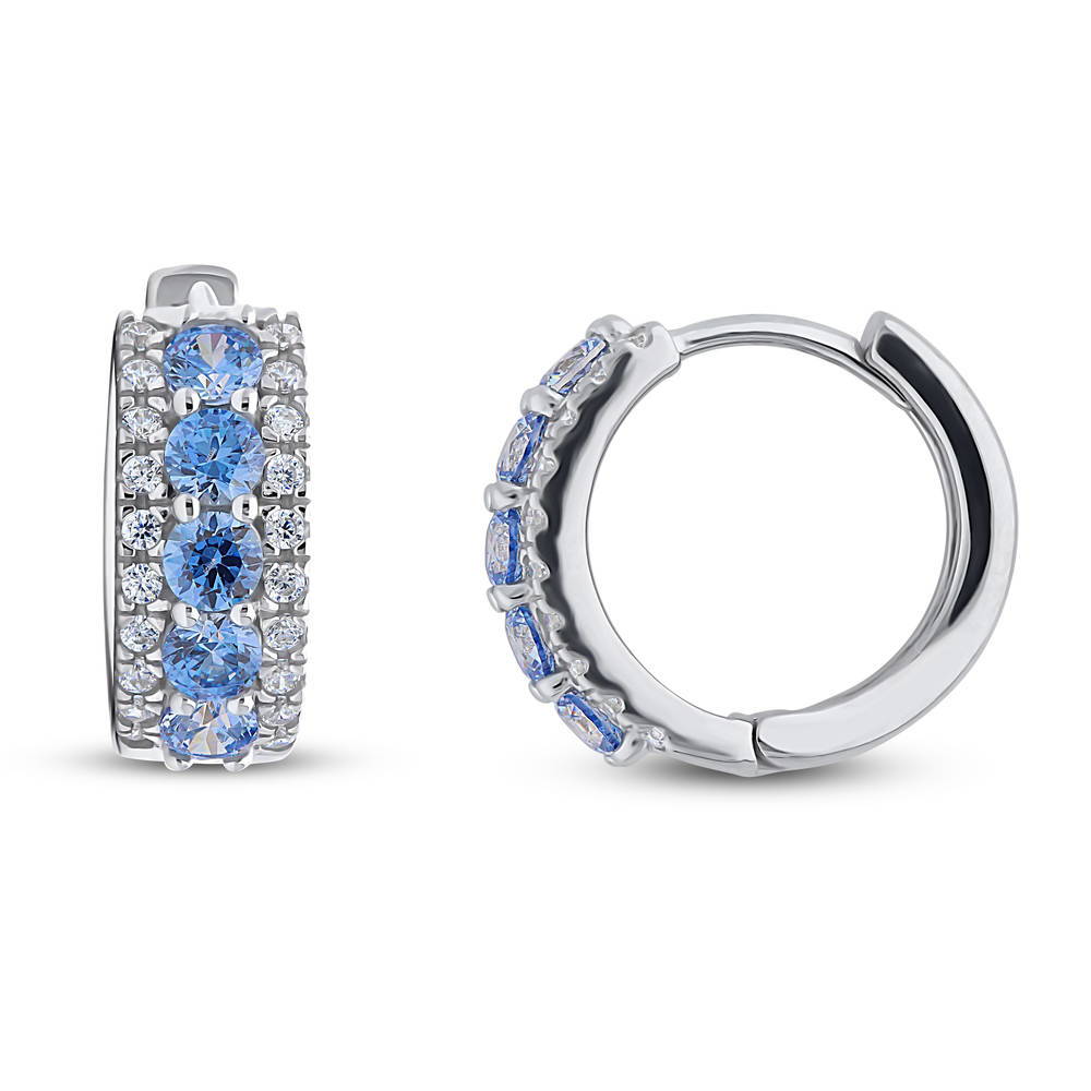 5-Stone CZ Mini Huggie Earrings in Sterling Silver 0.5"