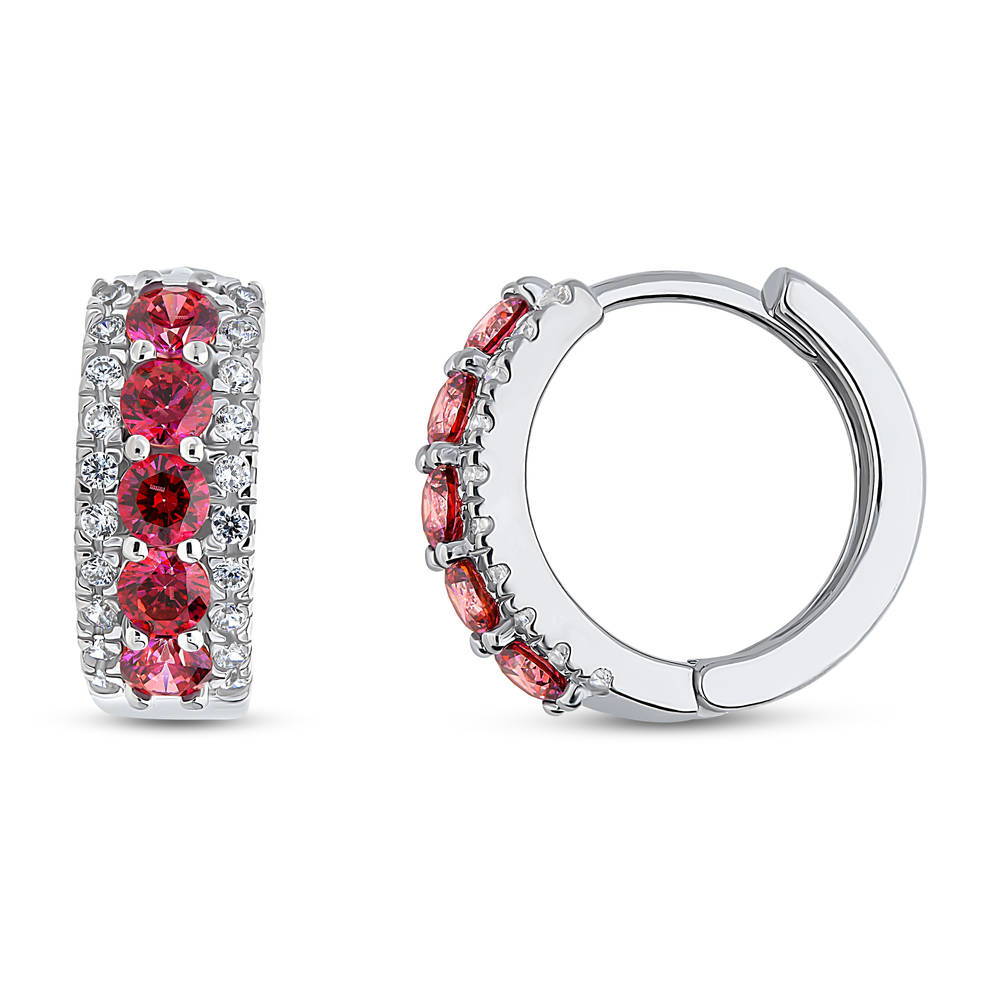5-Stone CZ Mini Huggie Earrings in Sterling Silver 0.5 inch
