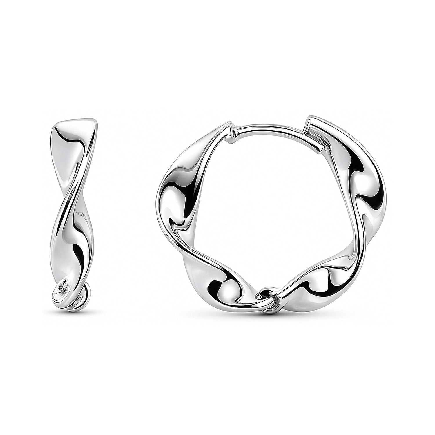 Woven Small Hoop Earrings in Sterling Silver 0.6 inch, 1 of 7