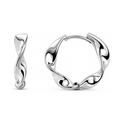 Woven Small Hoop Earrings in Sterling Silver 0.6"