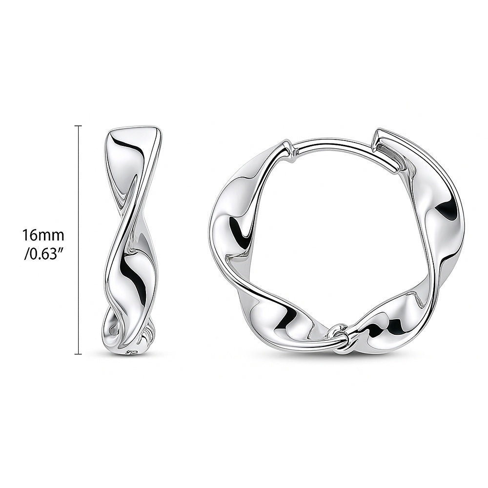 Woven Small Hoop Earrings in Sterling Silver 0.6"