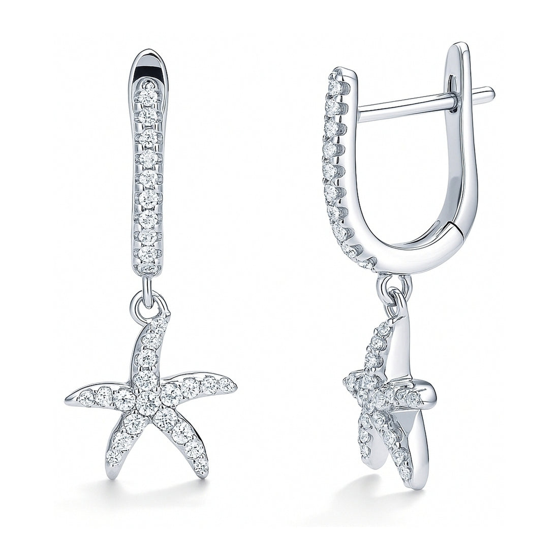 Starfish CZ Dangle Earrings in Sterling Silver