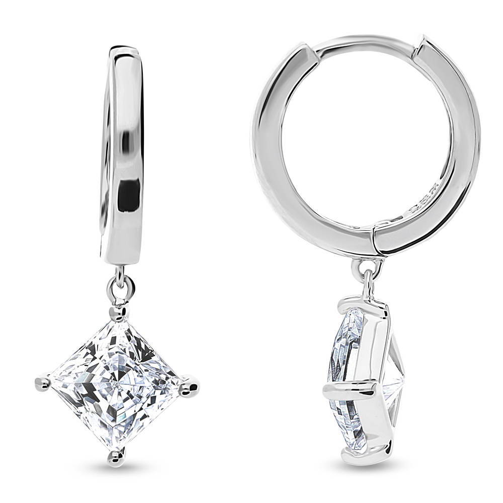 Solitaire CZ Huggie Earrings in Sterling Silver 0.5 inch, 7 of 19