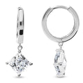 Solitaire CZ Cartilage Huggie Earrings in Sterling Silver 0.5 inch, Rhodium Plated / Princess Cut