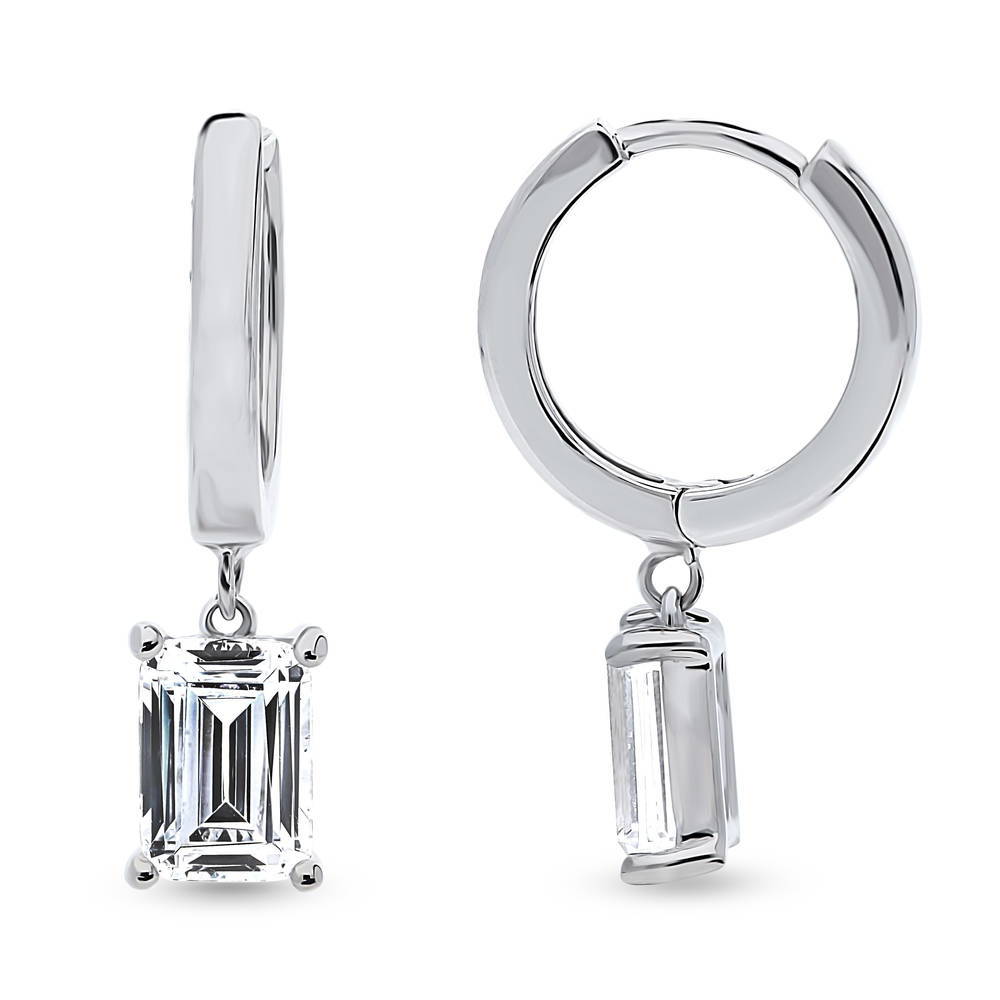 Solitaire CZ Huggie Earrings in Sterling Silver 0.5 inch, 3 of 19