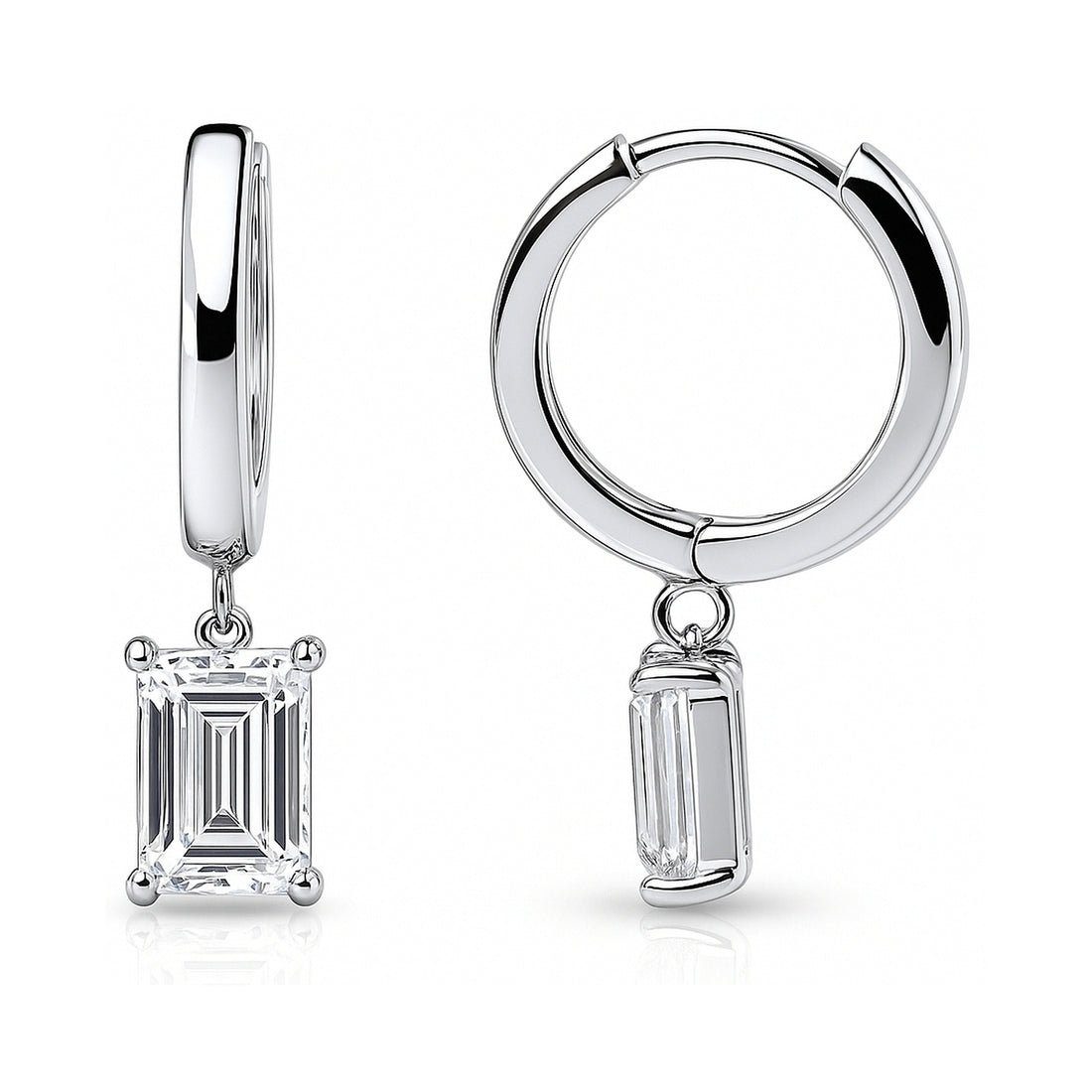 Solitaire CZ Cartilage Huggie Earrings in Sterling Silver 0.5"