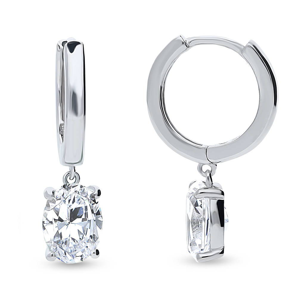 Solitaire CZ Huggie Earrings in Sterling Silver 0.5 inch, 5 of 19