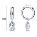 Solitaire CZ Cartilage Huggie Earrings in Sterling Silver 0.5 inch, Rhodium Plated / Oval Cut