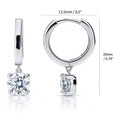 Solitaire CZ Cartilage Huggie Earrings in Sterling Silver 0.5 inch, Rhodium Plated / Round Cut