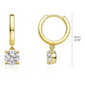 Solitaire CZ Cartilage Huggie Earrings in Sterling Silver 0.5 inch, Yellow Gold Flashed / Round Cut