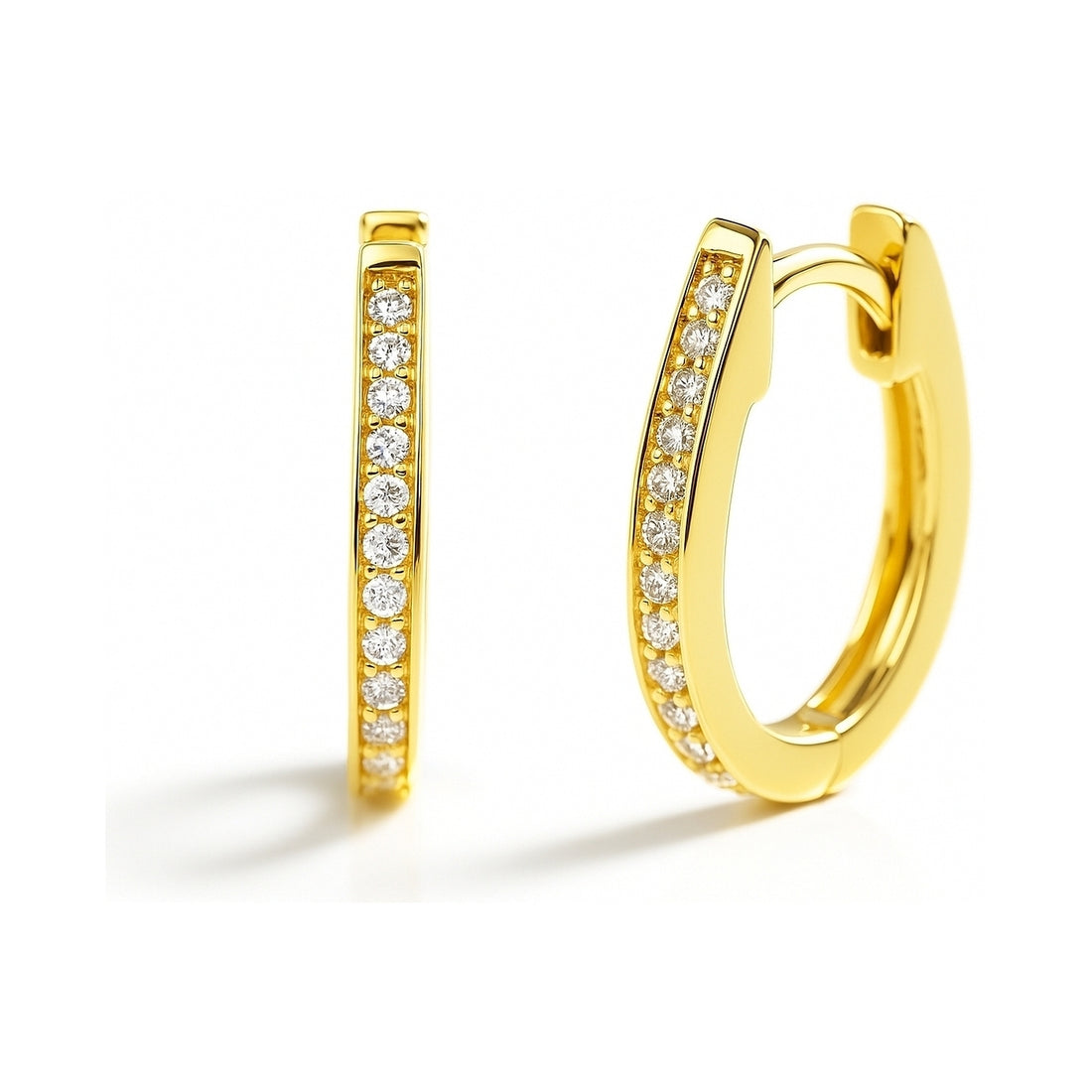 Oval Bar CZ Small Hoop Earrings in Sterling Silver 0.6"