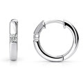 Solitaire CZ Small Hoop Earrings in Sterling Silver 0.6 inch, Rhodium Plated