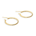 Angle view of Cable Medium Hoop Earrings in Sterling Silver 1.2 inch, Yellow Gold Flashed