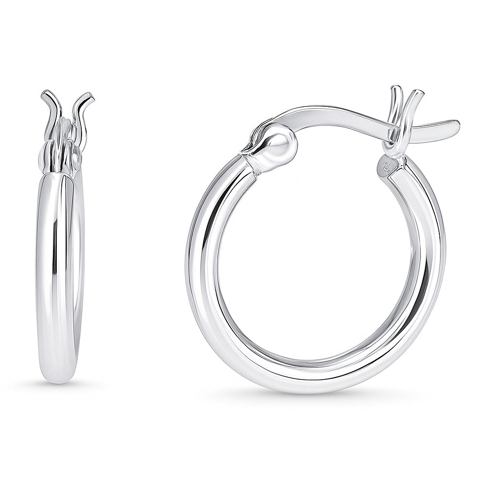 Small Hoop Earrings in Sterling Silver 0.6"