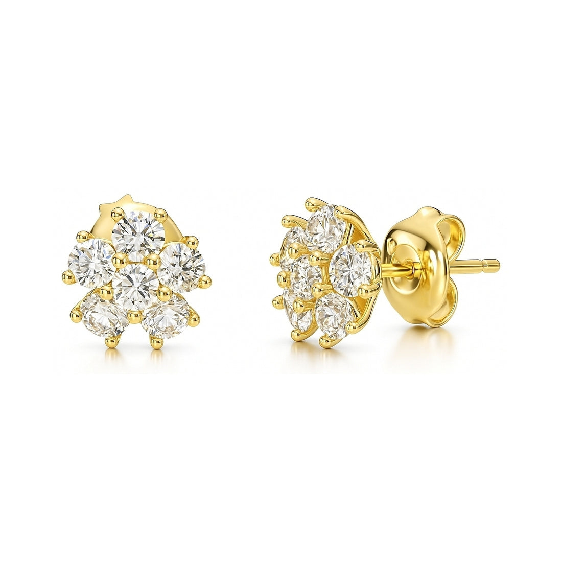 Flower CZ Stud Earrings in Sterling Silver