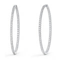 CZ Large Inside-Out Hoop Earrings in Sterling Silver 2.5 inch, Rhodium Plated