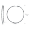 CZ Large Inside-Out Hoop Earrings in Sterling Silver 2.5 inch, Rhodium Plated