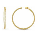 CZ Large Inside-Out Hoop Earrings in Sterling Silver 2 inch, Yellow Gold Flashed