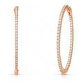 CZ Large Inside-Out Hoop Earrings in Sterling Silver 2 inch, Rose Gold Flashed