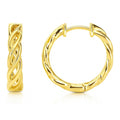 Woven Small Hoop Earrings in Sterling Silver 0.7 inch, Yellow Gold Flashed