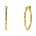 Cable Small Hoop Earrings in Sterling Silver 0.9 inch, Yellow Gold Flashed