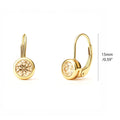 Solitaire 1.2ct Bezel CZ Leverback Earrings in Sterling Silver, Champagne, Gold Flashed