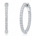 CZ Small Inside-Out Hoop Earrings in Sterling Silver 1 inch, Rhodium Plated