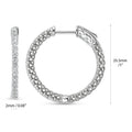 CZ Small Inside-Out Hoop Earrings in Sterling Silver 1 inch, Rhodium Plated