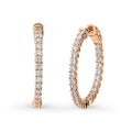 CZ Small Inside-Out Hoop Earrings in Sterling Silver 1 inch