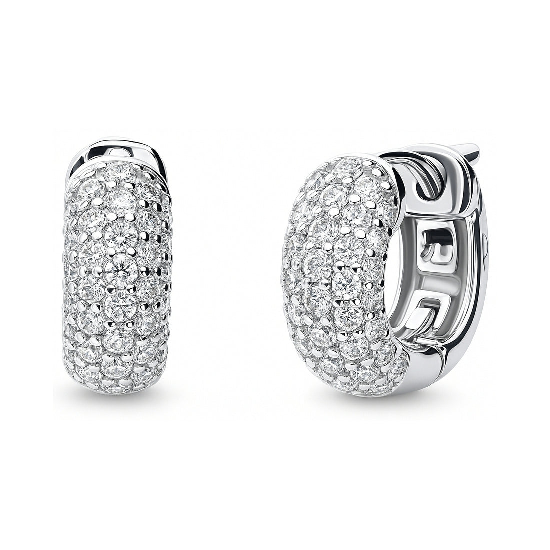 Dome CZ Mini Cartilage Huggie Earrings in Sterling Silver 0.5"