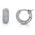 Dome CZ Mini Cartilage Huggie Earrings in Sterling Silver 0.5 inch, Rhodium Plated