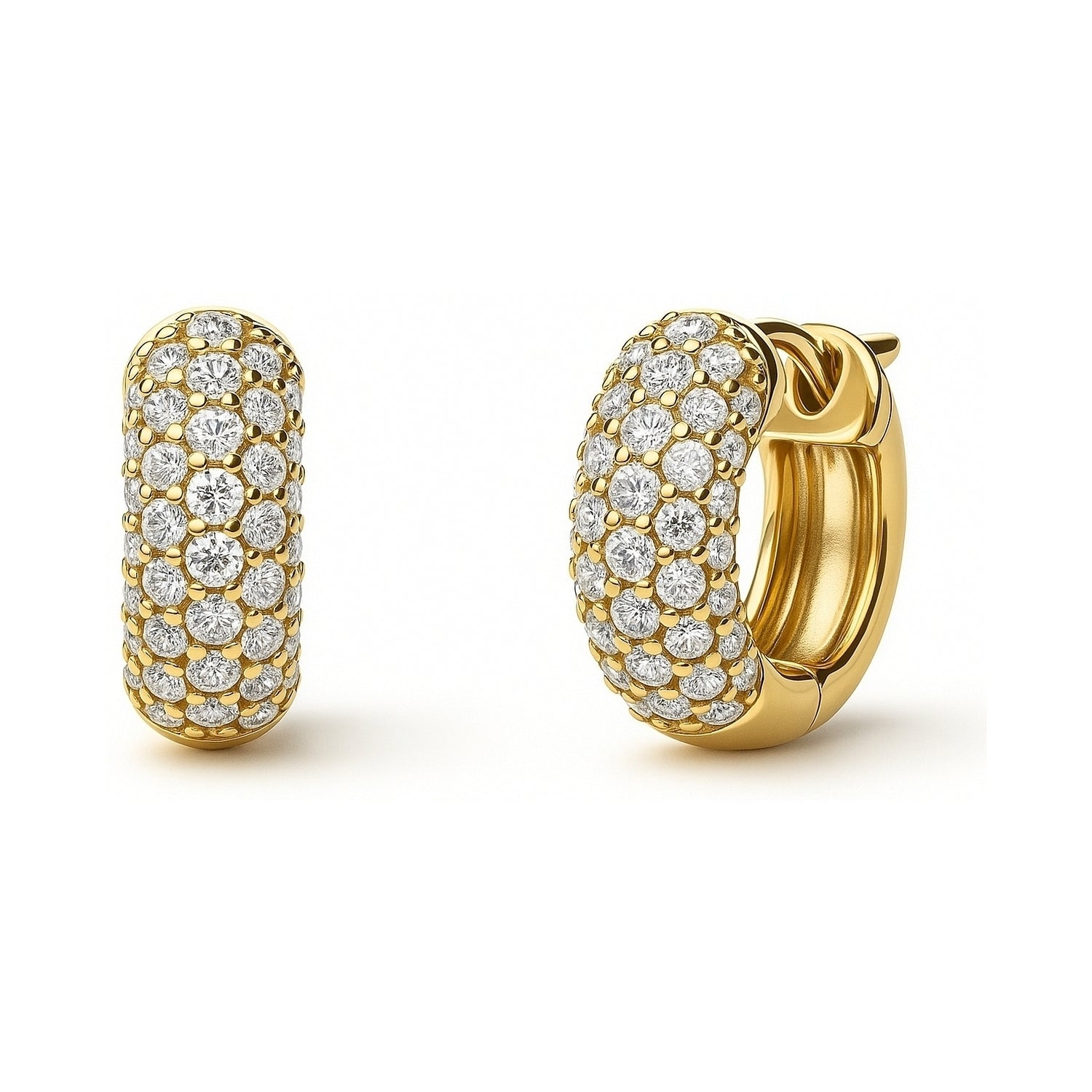 Dome CZ Mini Cartilage Huggie Earrings in Sterling Silver 0.5 inch, Yellow Gold Flashed