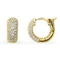 Front view of Dome CZ Small Huggie Earrings in Sterling Silver 0.5 inch, Yellow Gold Flashed