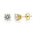 Solitaire 1.6ct CZ Cartilage Stud Earrings in Sterling Silver, Clear, Yellow Gold Flashed