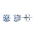 Solitaire 1.6ct CZ Stud Earrings in Sterling Silver, Rhodium Plated / Greyish Blue