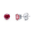 Solitaire 1.6ct CZ Cartilage Stud Earrings in Sterling Silver, Red