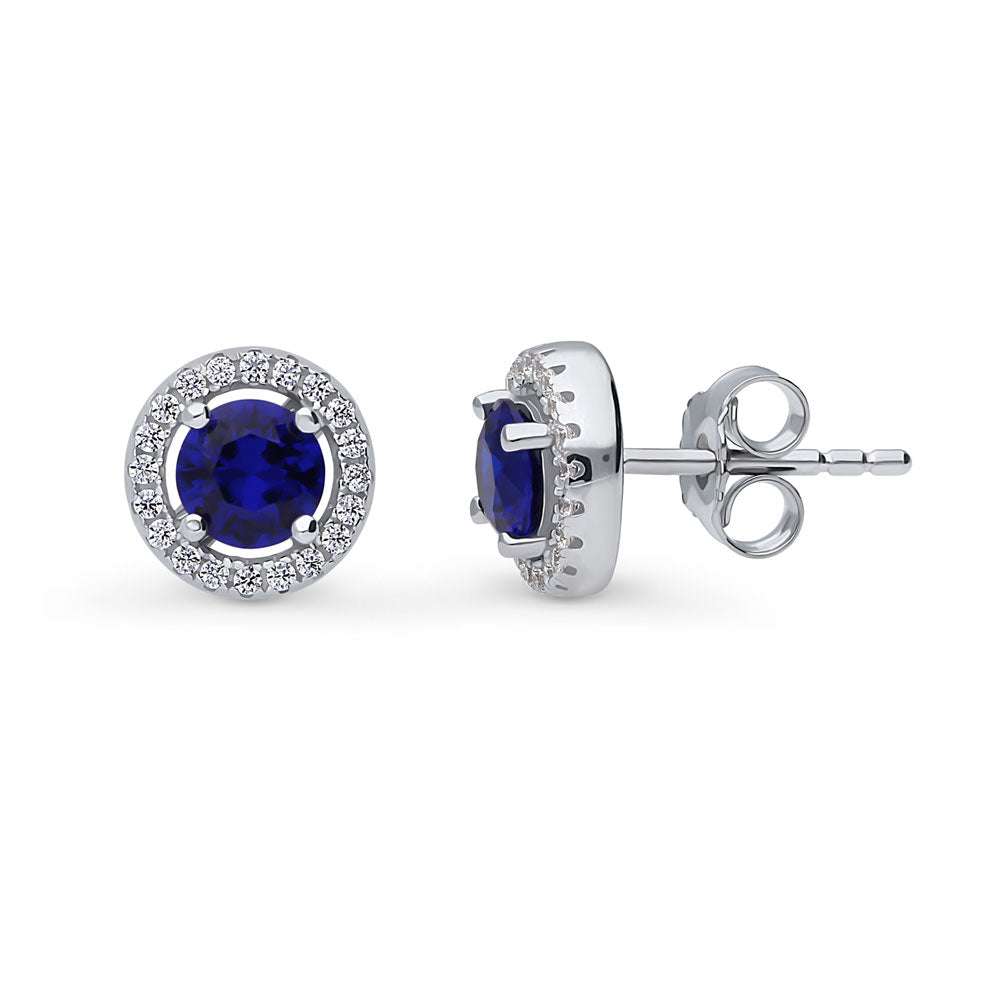 Halo CZ Stud Earrings in Sterling Silver, 1 of 6