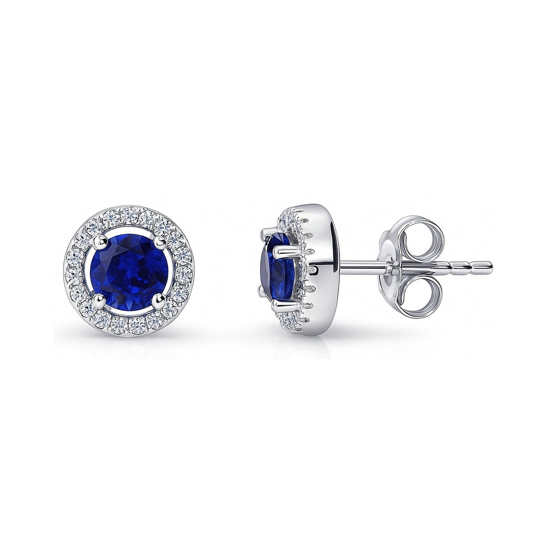 Halo CZ Stud Earrings in Sterling Silver